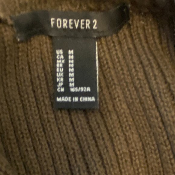 Thick Knitted Peek-A-Boo Shoulders Sweater Green'ish Brown size M Forever 21 - Picture 4 of 5